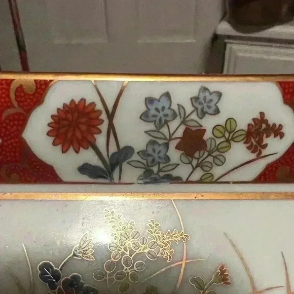 VINTAGE Japanese Imari, Enamel Floral 5" Square Bowl Trinket Dish - Picture 6 of 6